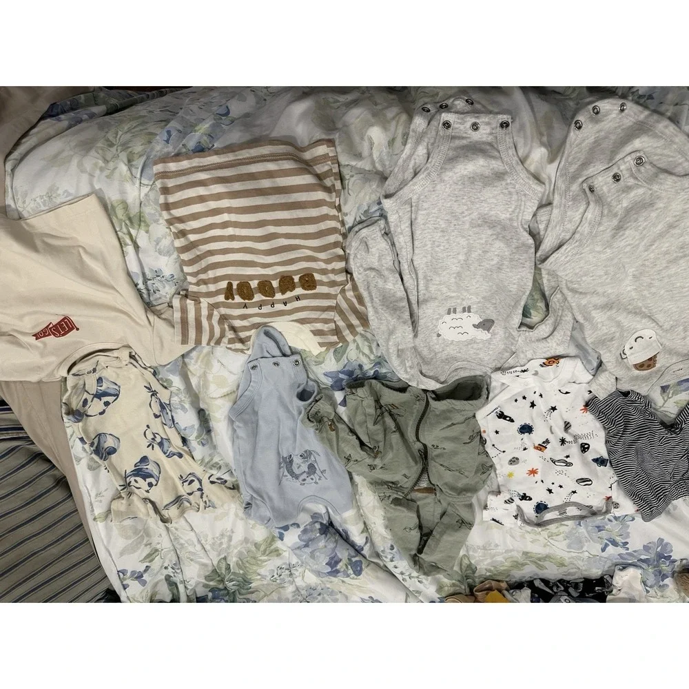 Lot Of 70 Baby Boy Clothes Sizes 0-3 Months